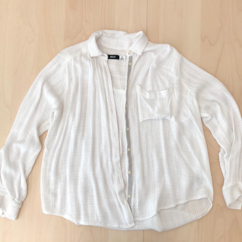 White Button Up Long Sleeve Shirt Size Small